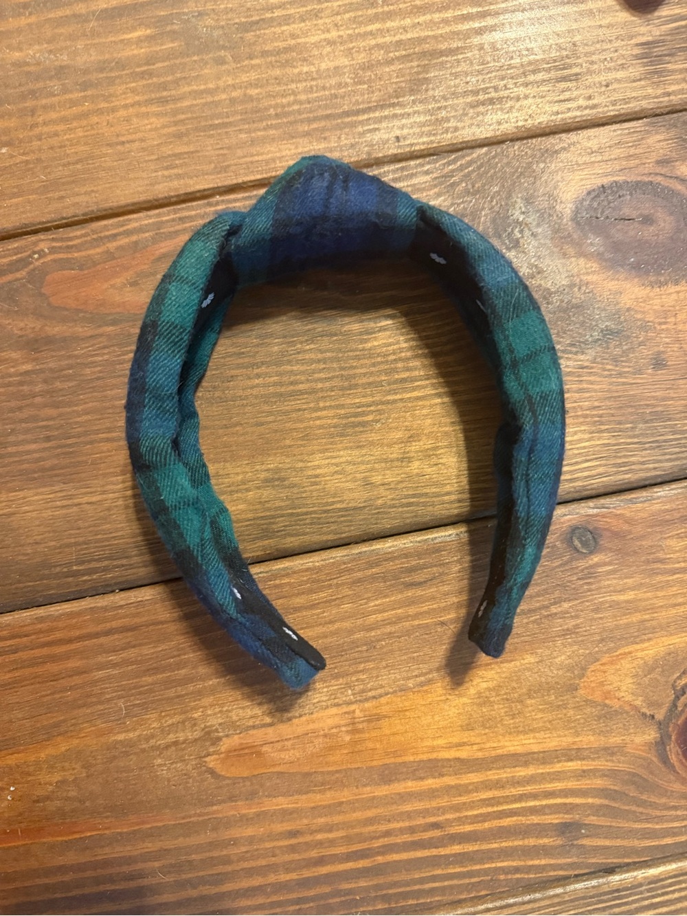 Lele Sadoughi Blue and Green Plaid Wide Headband